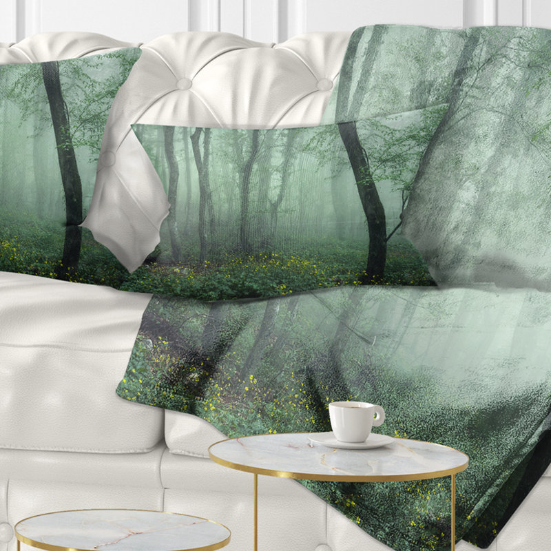 East Urban Home Landscape Trail Through Dark Foggy Forest Lumbar Pillow Wayfair