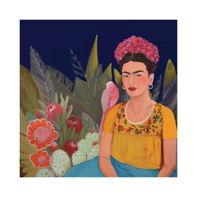 Frida a Casa Azul Revisited by Sylvie Demers - Print East Urban Home Format: Wrapped Canvas, Matte Color: No Matte, Size: 18