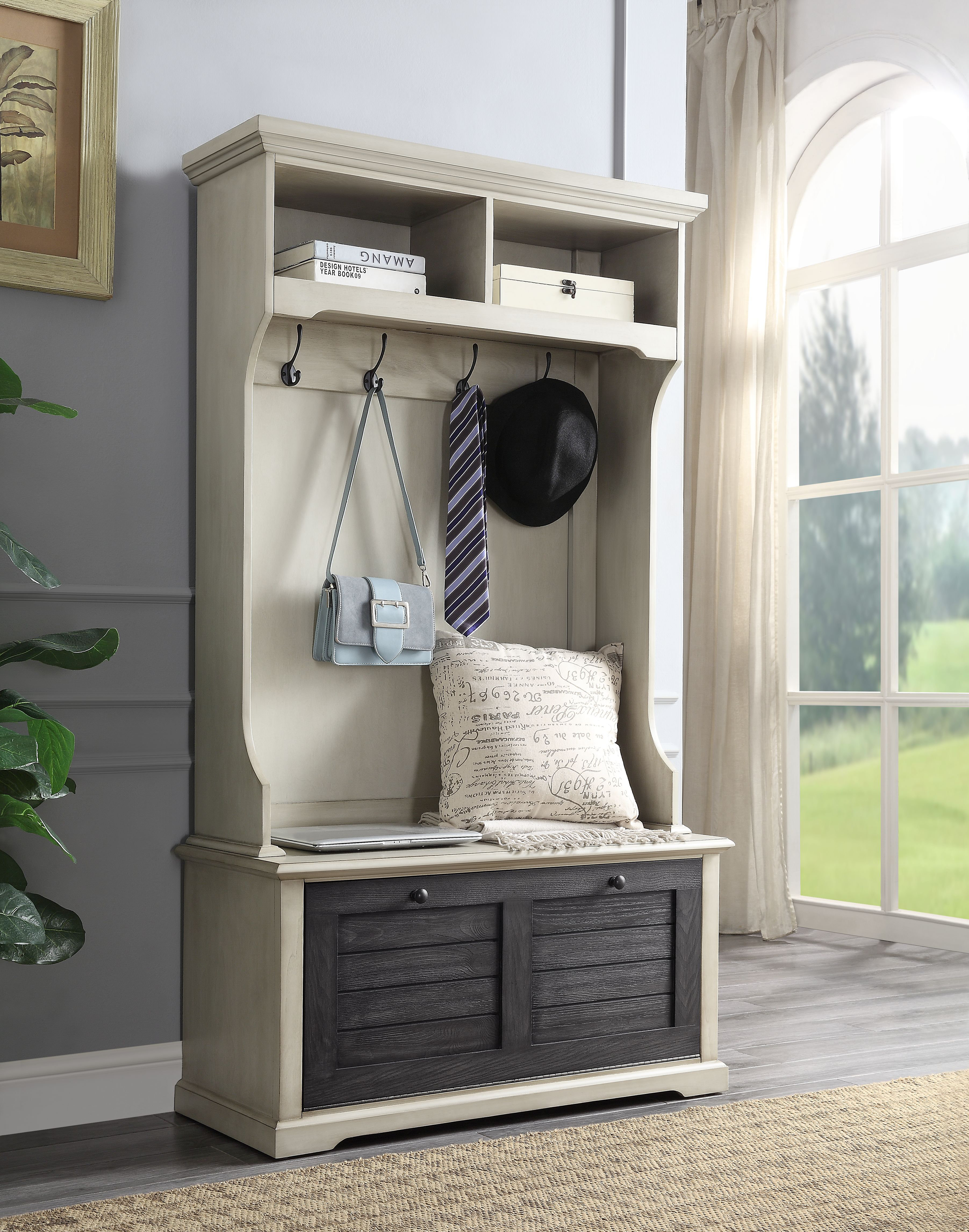 white gloss shoe cabinet on Rosalind Wheeler Harpster Hall Tree With Bench And Shoe Storage Wayfair