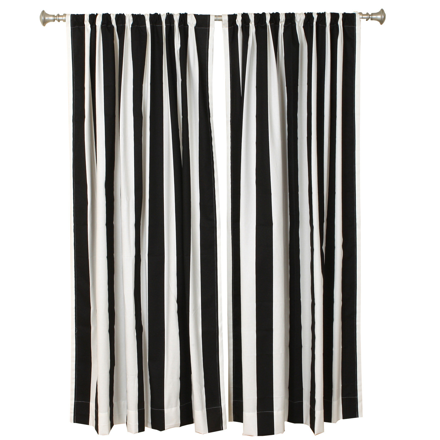 The Pillow Collection Striped Unlined Rod Pocket Curtain Panel