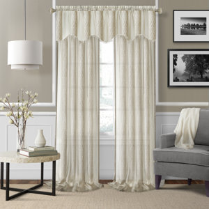 Woodoaks Damask Semi-Sheer Rod Pocket Curtain Panels (Set of 2)