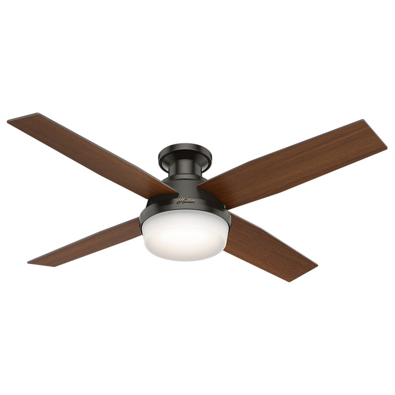 Hunter Fan 52 Dempsey 4 Blade Led Flush Mount Ceiling With Led Flush Mount Ceiling Fan