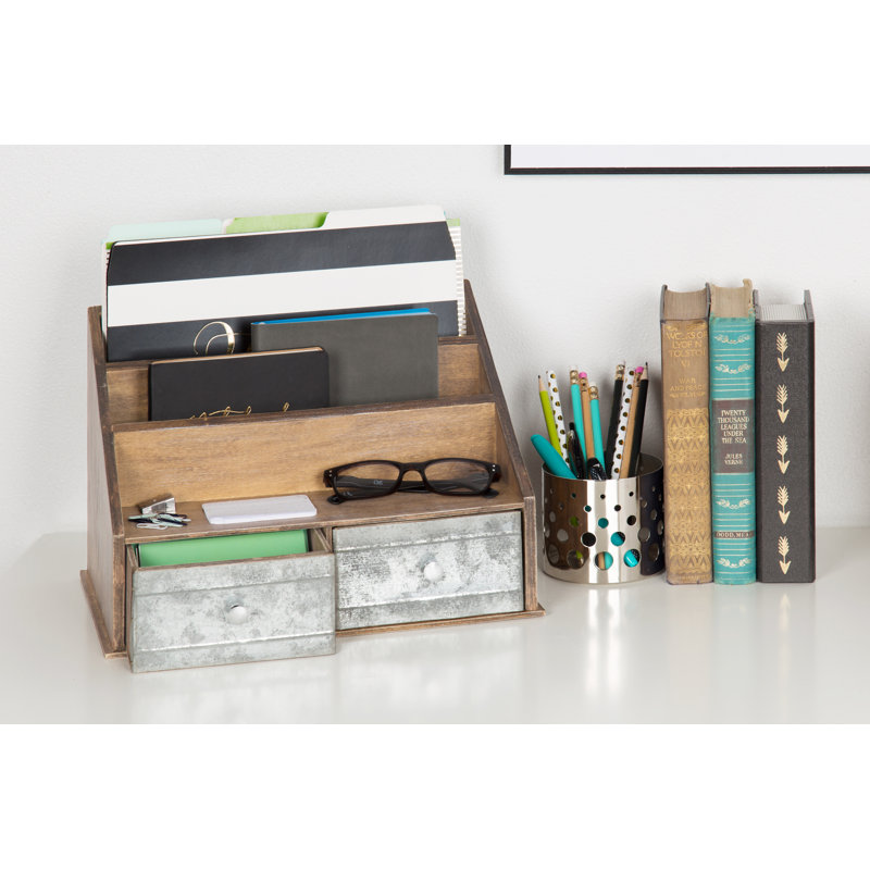 Viviana Desktop File Folder Organizer With 2 Pockets And 2 Drawers