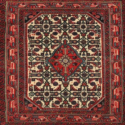 Milie Traditional Red/Biege Area Rug Bloomsbury Market Rug Size: Square 4'