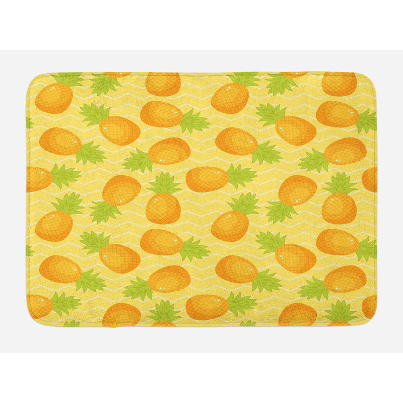 East Urban Home Tropical Marigold Mustard Green Yellow Chevron Bath Tropical Marigold Mustard Green Yellow Chevron Bath Rug