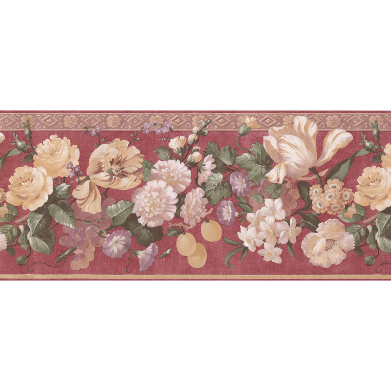 Astoria Grand Kohan Blooming Flowers On Extra Wide Retro Design 15 L X 10 5 W Floral And Botanical Wallpaper Border Wayfair Sculpted rustic lodge pinecone swag wallpaper border. wayfair