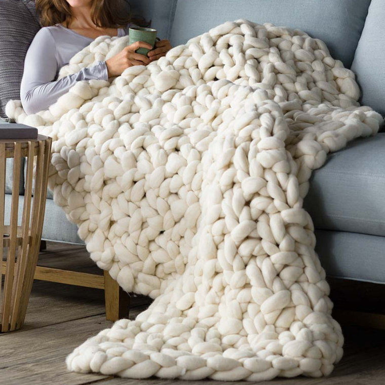 Brayden Studio Wonarah Chunky Knit Wool Throw Wayfair