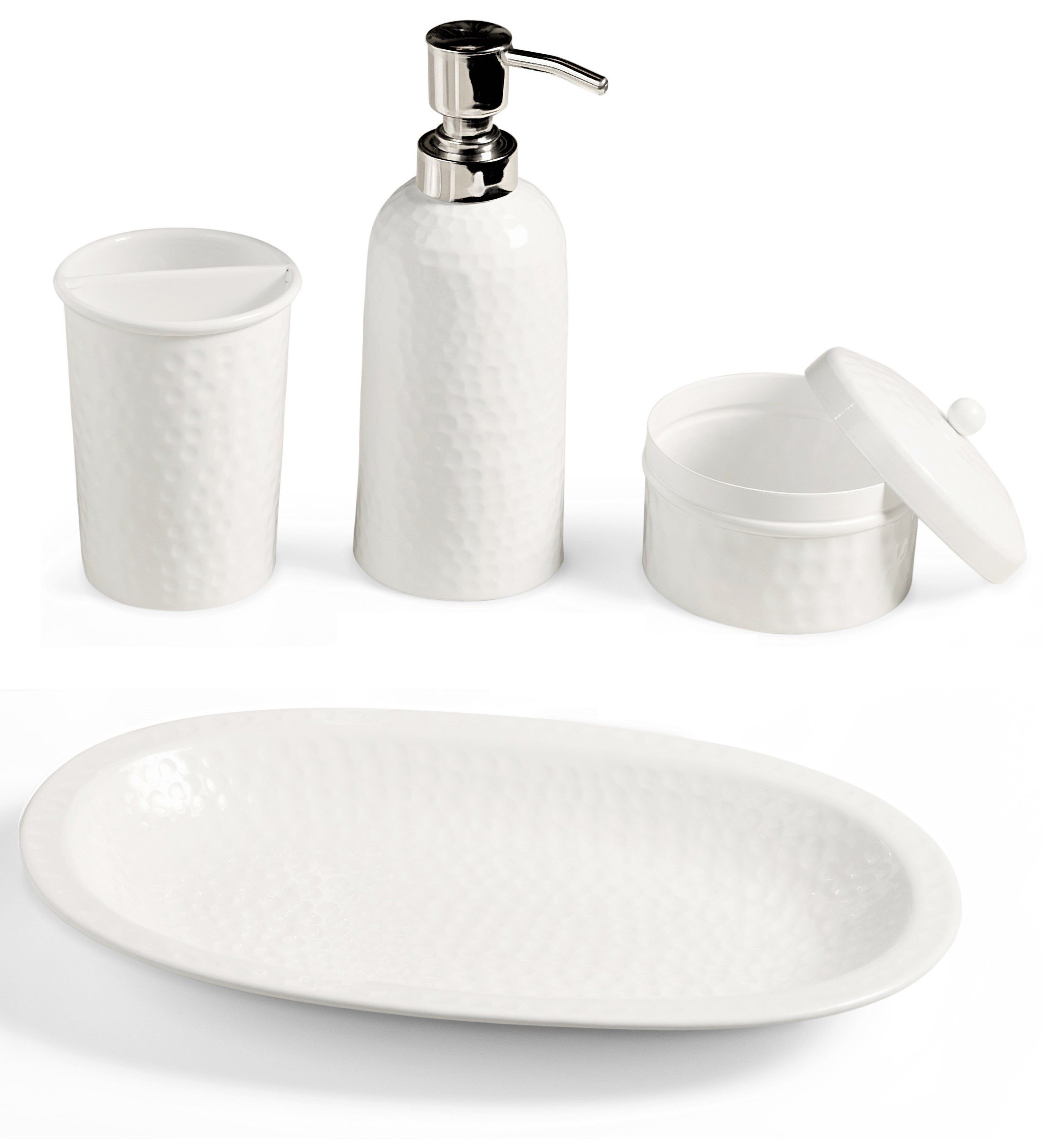 Monarch Abode Hand Hammered 4 Piece Bathroom Accessories Set Monarch Abode Hand Hammered 4 Piece