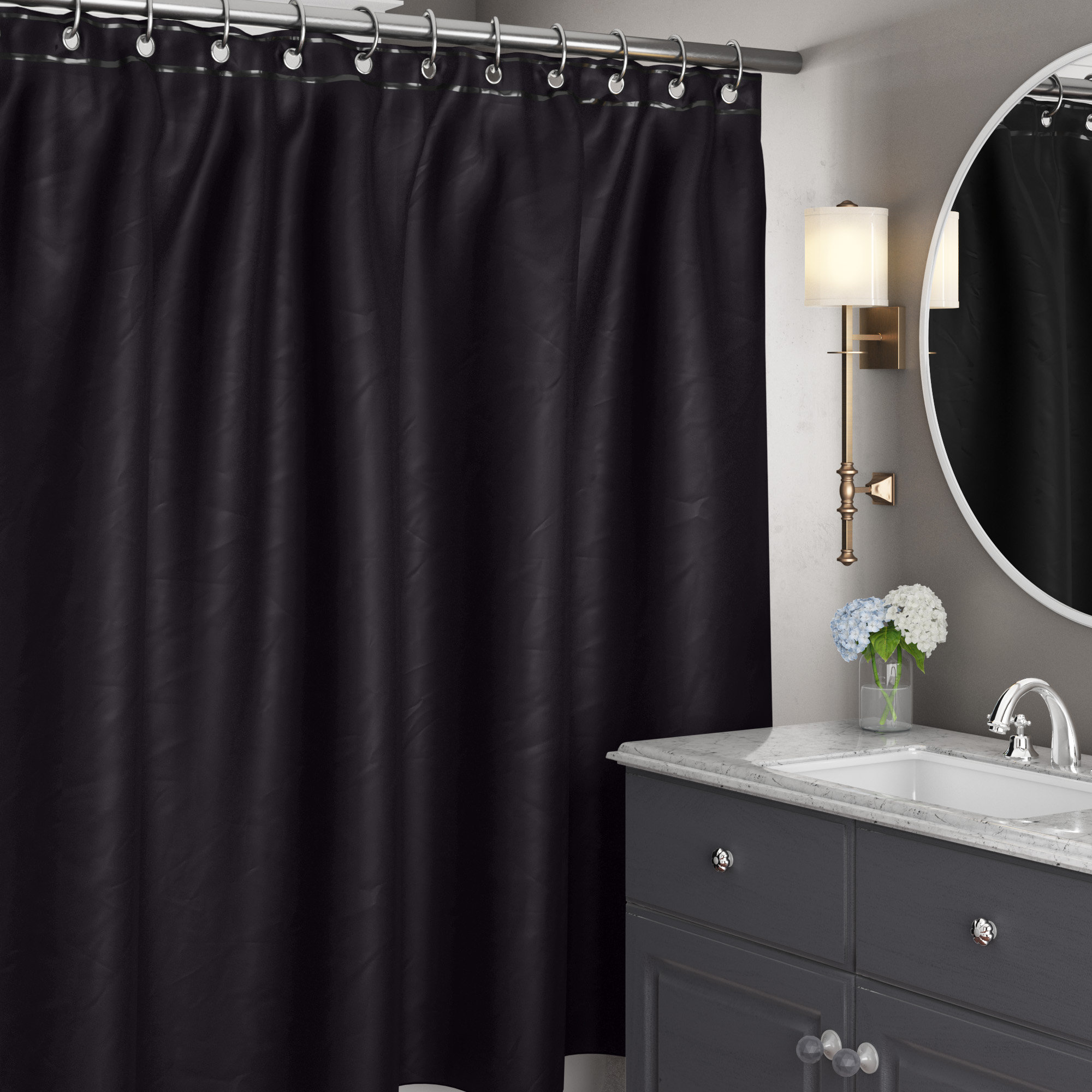 Alcott Hill Ianthe Heavy Duty Magnetized Vinyl Single Shower Liner
