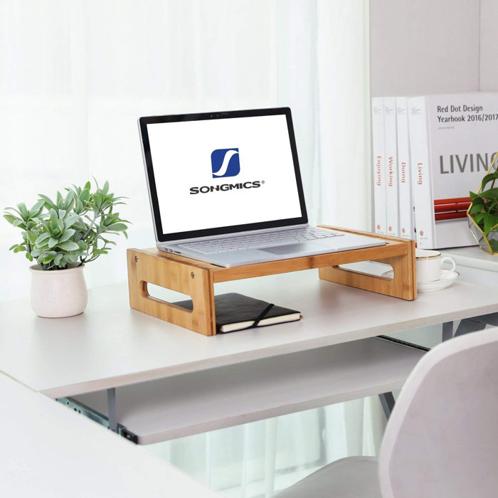 Songmics Bamboo Monitor Stand Desktop Riser Desk Organizer
