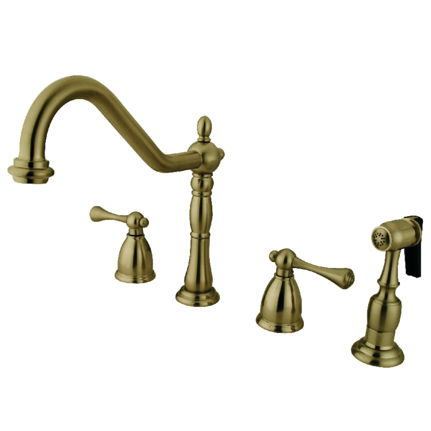 Kingston Brass Heritage Widespread Double Handle Kitchen Faucet