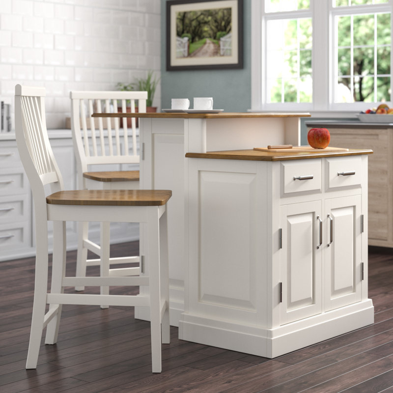 Darby Home Co Susana 3 Piece Kitchen Island Set With Wood Top