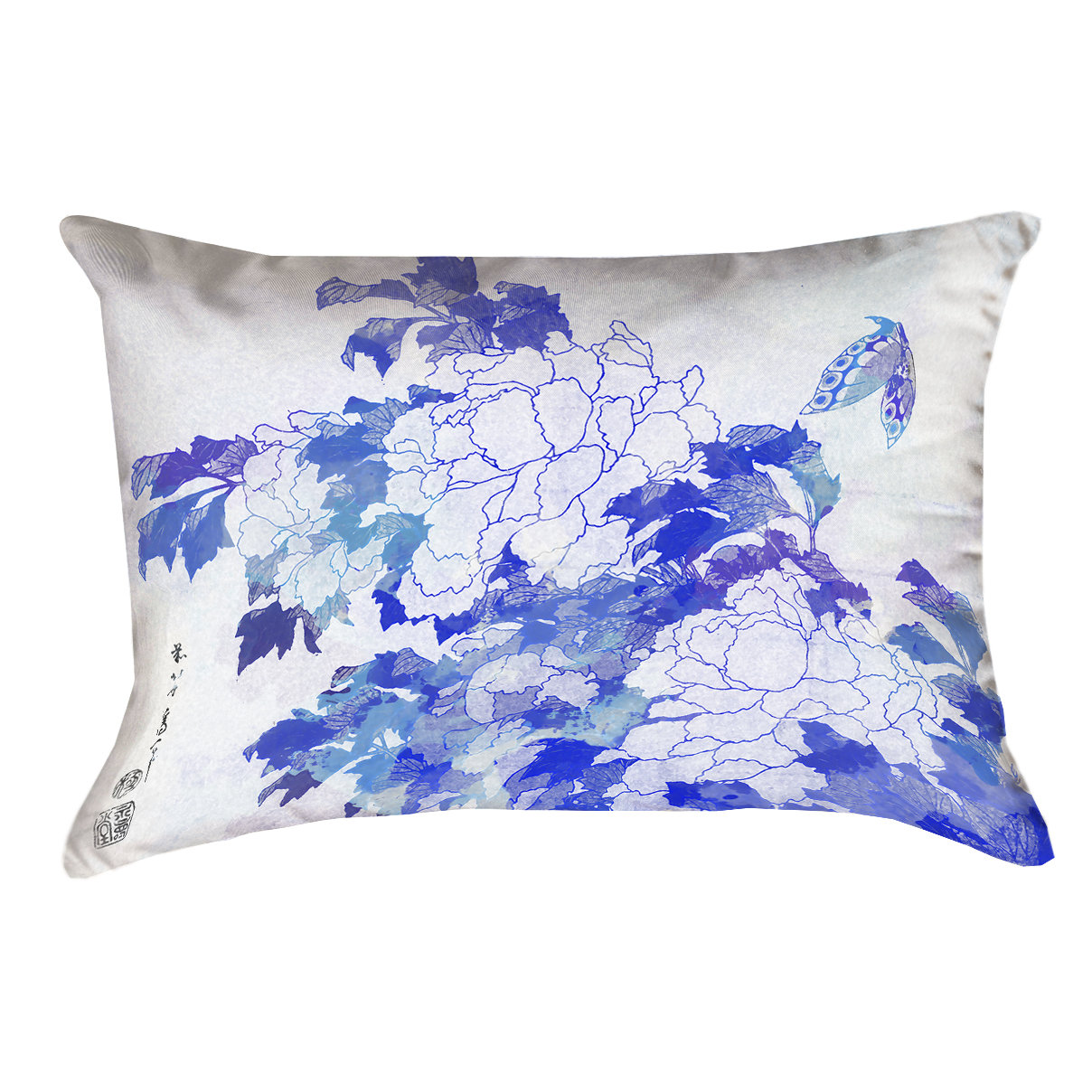 Latitude Run Raritan Watercolor Peonies And Butterfly Rectangular