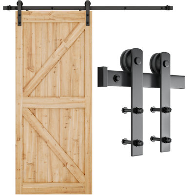 Heavy Duty Sliding Standard Single Barn Door Hardware Kit SMARTSTANDARD Track Length 60 in