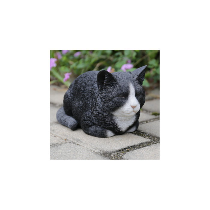 Black And White Sleeping Cat Statue