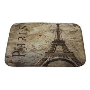 Skyline Vintage View of Paris on the Grunge Bath Rug