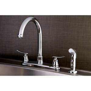 Kingston Brass Jamestown Double Handle Standard Kitchen Faucet with Side Spray