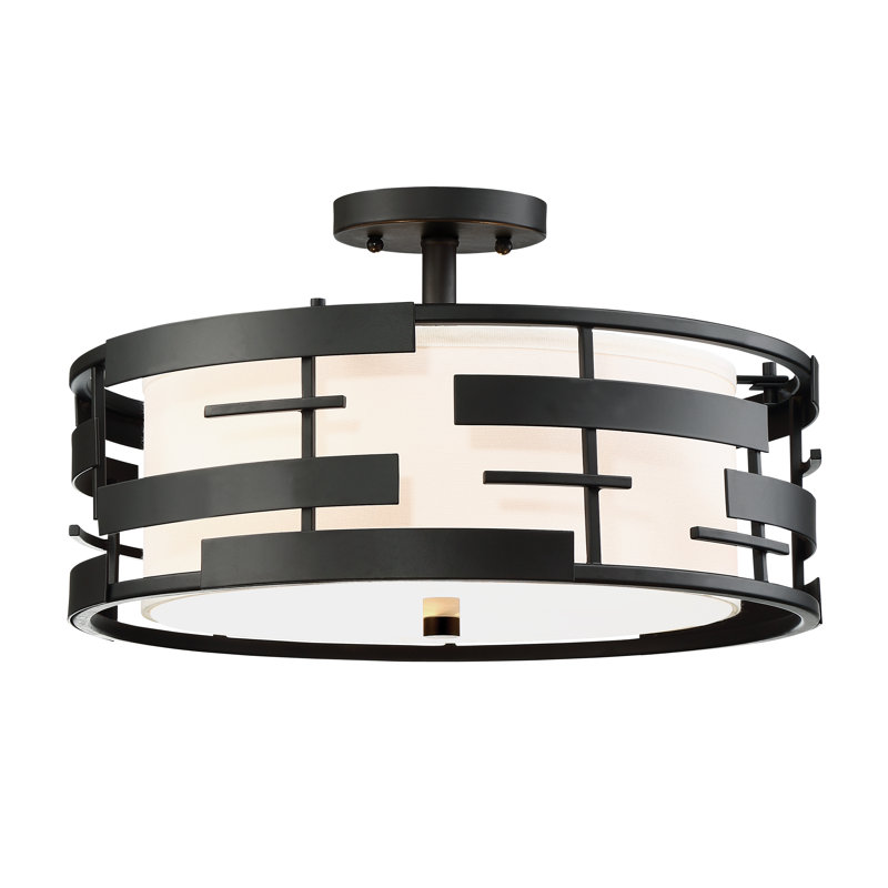 Ivy Bronx Neven 3 Light 16" Unique/Statement Drum Semi Flush Mount