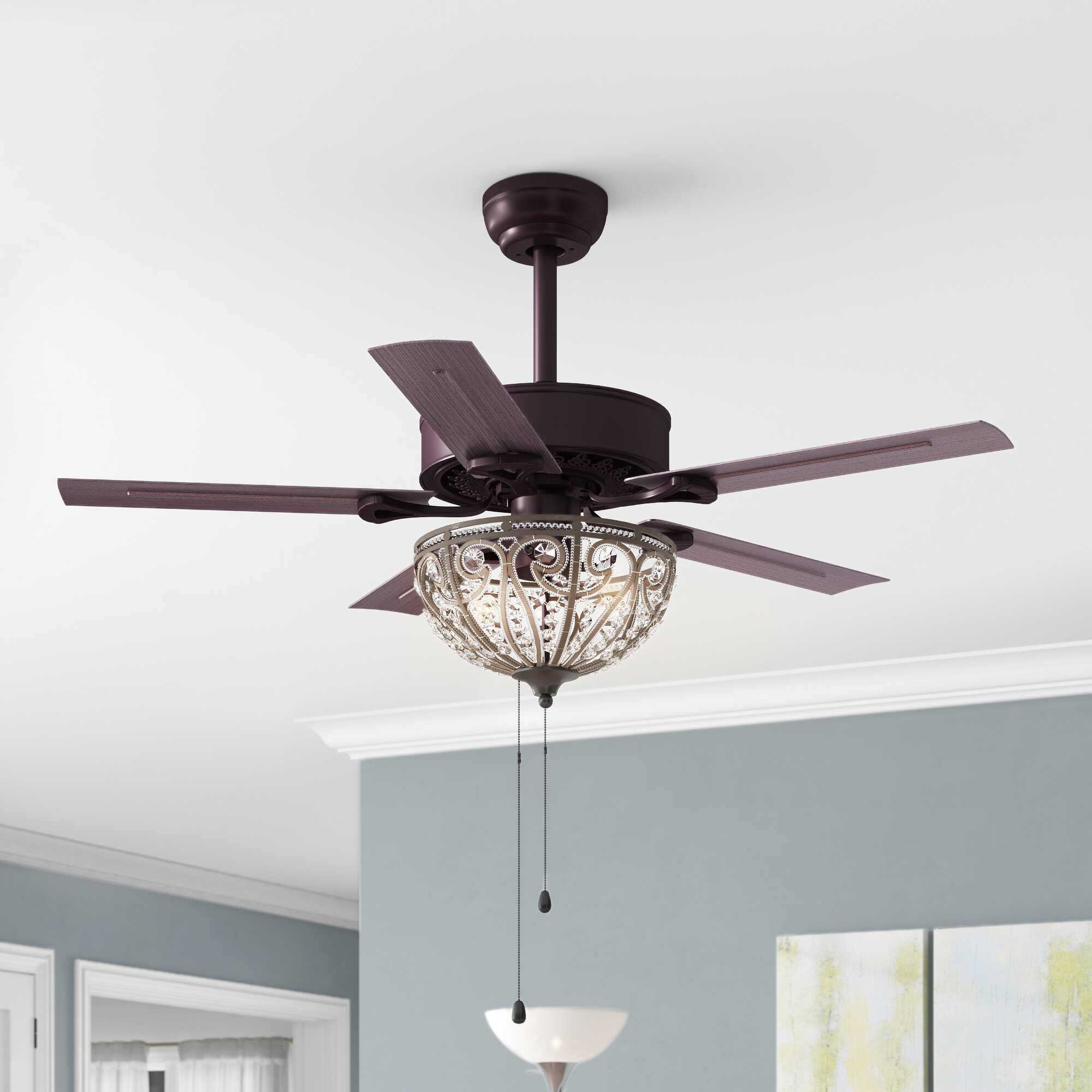 Astoria Grand 48 5 Blade Crystal Ceiling Fan With Light Kit Included Reviews Wayfair