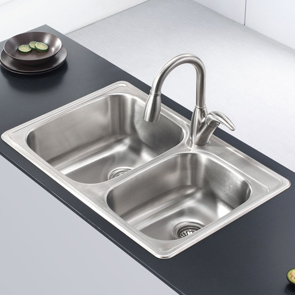Kraus Stainless Steel 33 L X 22 W Double Basin Drop In Kitchen Kraus Stainless Steel 33 L X 22 W Double Basin Drop In Kitchen Sink Reviews Wayfair