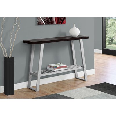 17 Stories Finck Console Table  Table Top Color: Cappuccino, Table Base Color: Silver