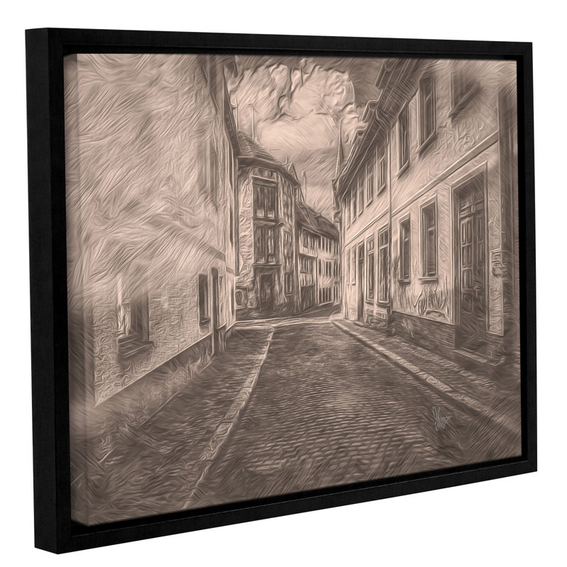 Charlton Home Cobblestone Road Framed Pencil Drawing Print On