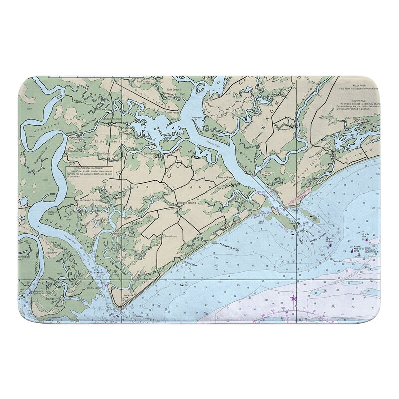 Breakwater Bay Nautical Chart Edisto Island SC Rectangle Memory Foam