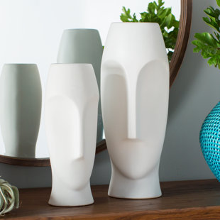 Modern Contemporary White Matte Vase Allmodern Traver 2 Piece Faces Ceramic Vase Set
