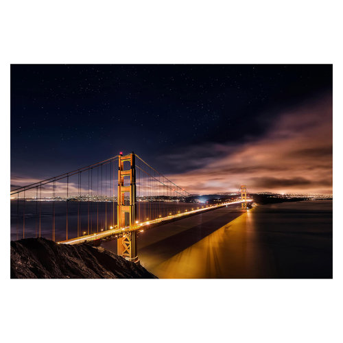 Golden Gate to Stars 1.9m x 2.88m Textured Matt Peel & Stick Wall Mural East Urban Home