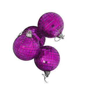 Mirrored Glass Disco Ball Christmas Ornament (Set of 4)