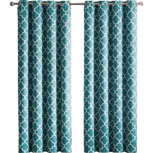 Kuhlmann Lattice Geometric Blackout Thermal Grommet Curtain Panels (Set of 2)