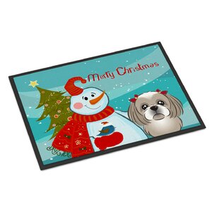 Snowman with Shih Tzu Doormat