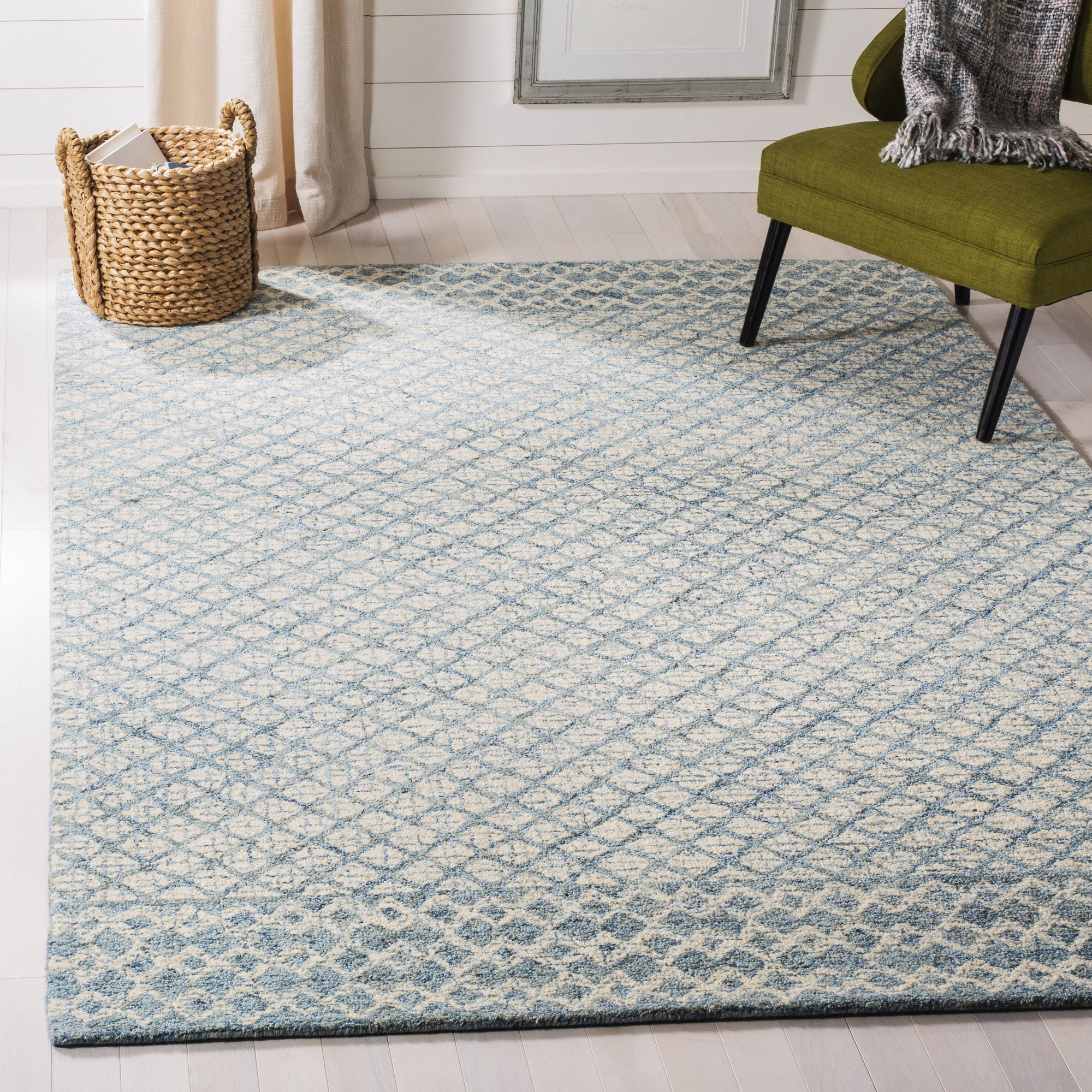 Rosecliff Heights Costin Abstract Handmade Tufted Wool Blue Area Rug Reviews Wayfair
