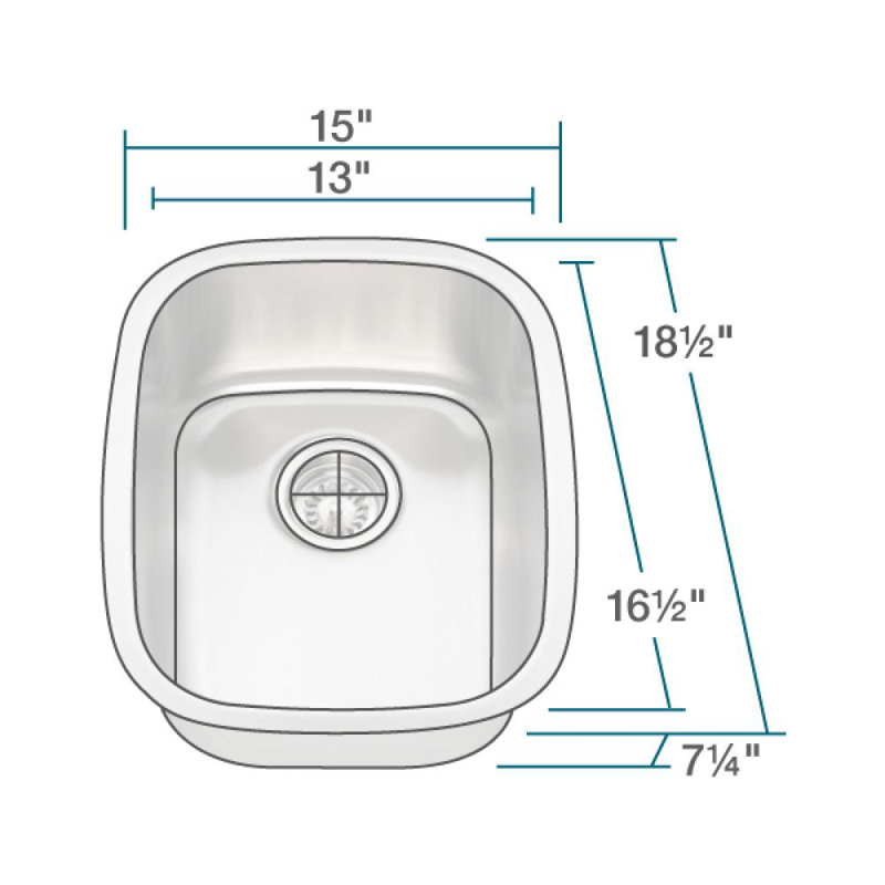 MR Direct 1815-16 Stainless Steel Bar Sink
