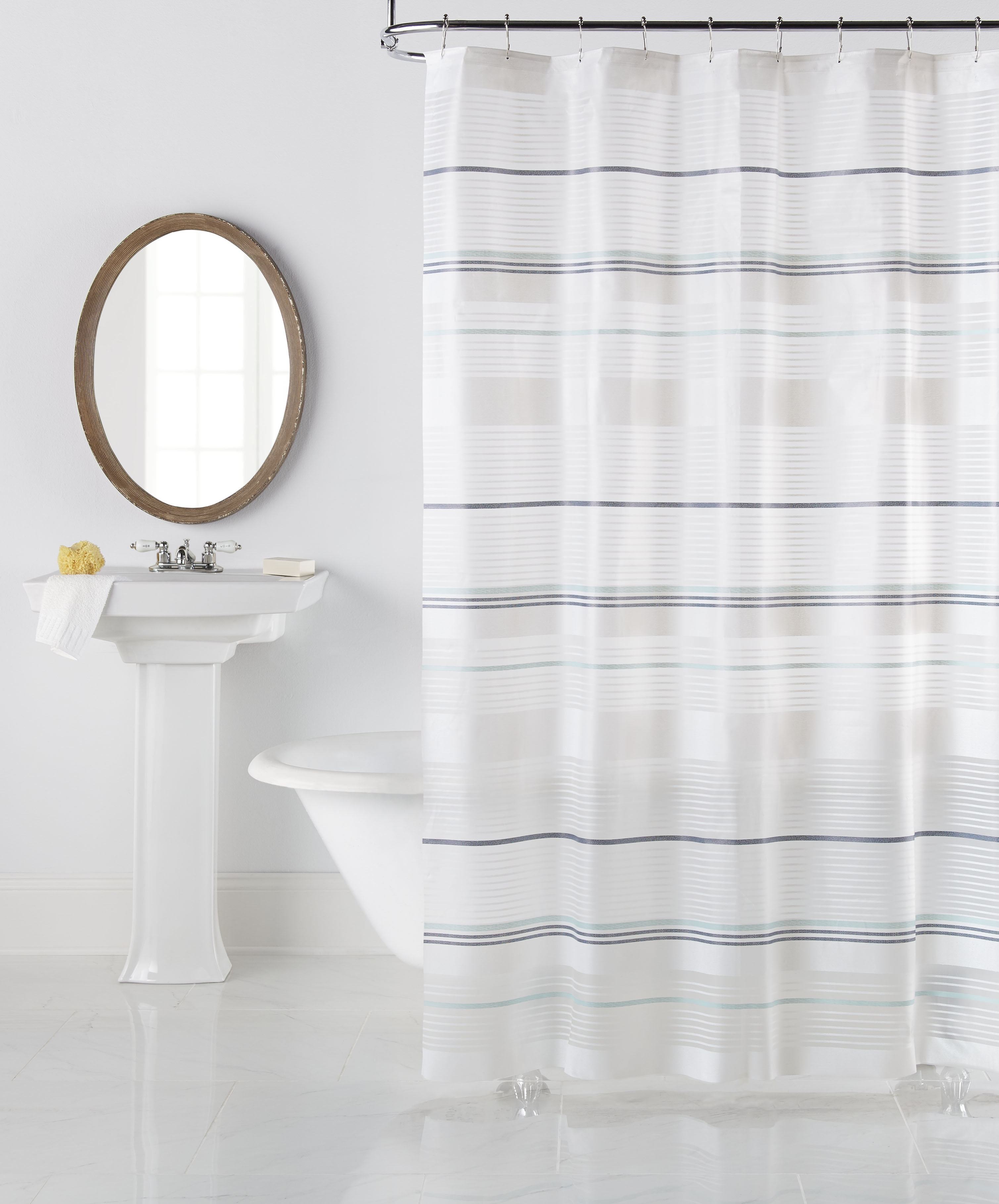 Ebern Designs Eero Vinyl Striped Shower Curtain Set Wayfair