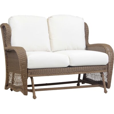 Riviera Double Glider with Cushion South Sea Rattan Fabric: Canvas