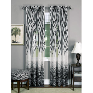 Foshee Traditional Animal Print Sheer Rod Pocket Single Curtain Panel