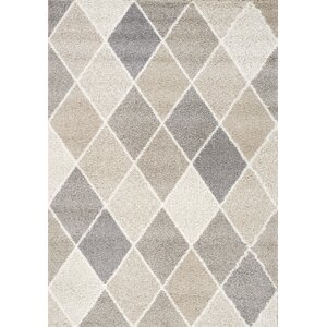 Kaelyn Muted Diamonds Beige Area Rug