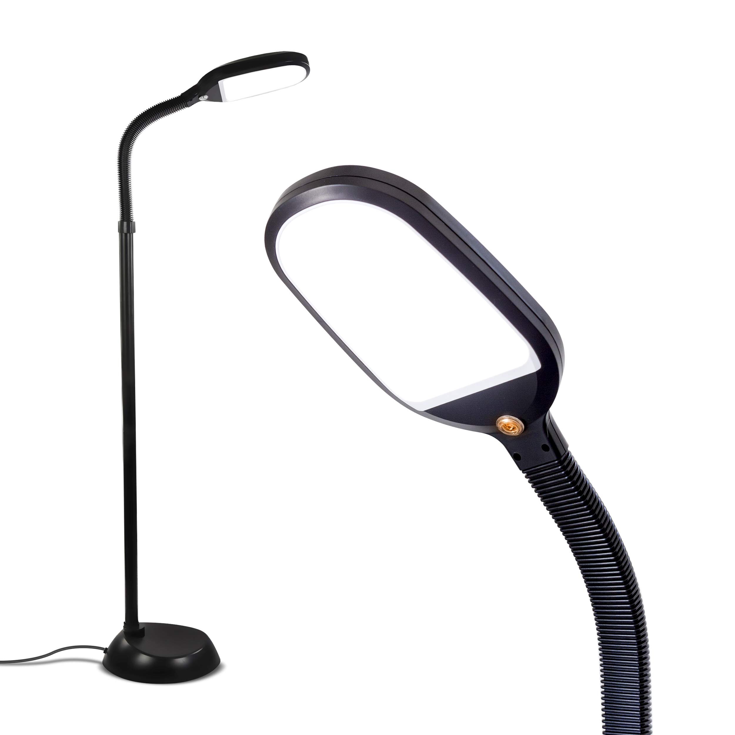 Orren Ellis Bright Led Floor Lamp For Crafts And Reading - Estheticians'  Light For Lash Extensions - Natural Daylight Lighting For Office Tasks -  Adjustable Gooseneck Pole Lamp (Jet Black) | Wayfair
