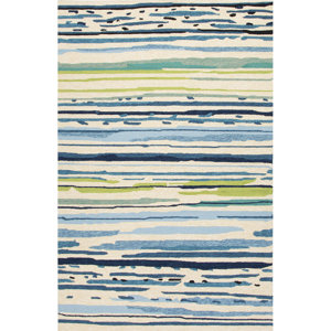 Angelina Hand-Hooked Blue/Green Indoor/Outdoor Area Rug