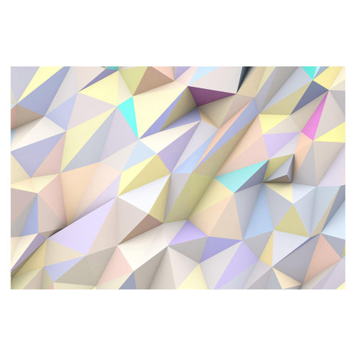 Geometric Pastel Triangles in 3D 1.9m x 2.88m Textured Matt Peel & Stick Wall Mural East Urban Home
