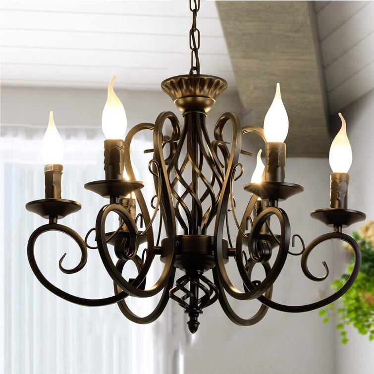 Ophelia & Co. French Country Chandeliers,6 Lights Candle Wrought Iron ...