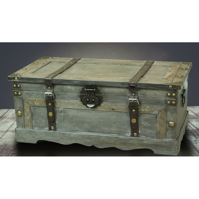 Vintage wooden Trunk Chest Rustic Industrial Coffee table Toy Box Storage