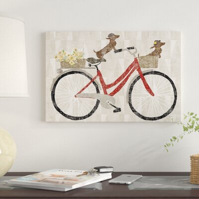 'Doxie Ride Red Bike' Graphic Art Print on Canvas East Urban Home Size: 8