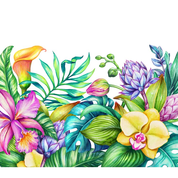 Bird of paradise floral Tropical mural Removable wallpaper Self adhesive decor 
