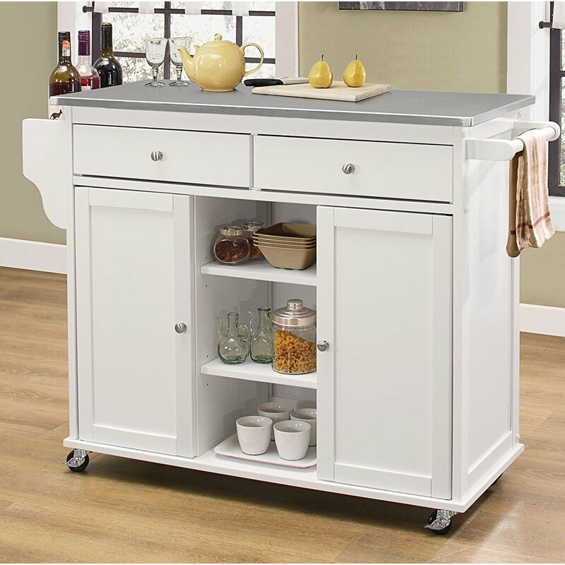 Alcott Hill Kulik Stainless Steel Wheeled Kitchen Island | Wayfair