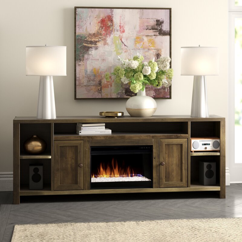 Aubree TV Stand for TVs up to 88" with Electric Fireplace ...