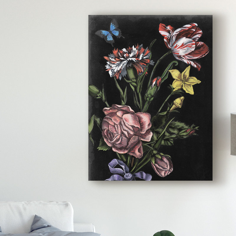 East Urban Home Dark Floral Iv Acrylic Painting Print On Wrapped Canvas Wayfair