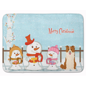 Merry Christmas Border Collie Memory Foam Bath Rug