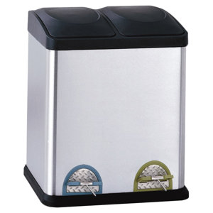 Stainless Steel 7.93 Gallon Step On Multi Compartments Recycling Bin